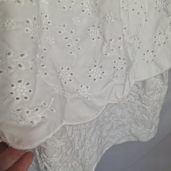 J For Justify Womens Dress White Strapless Smocked Tiered Ruffle Stiff Bodice XL - Picture 5 of 10